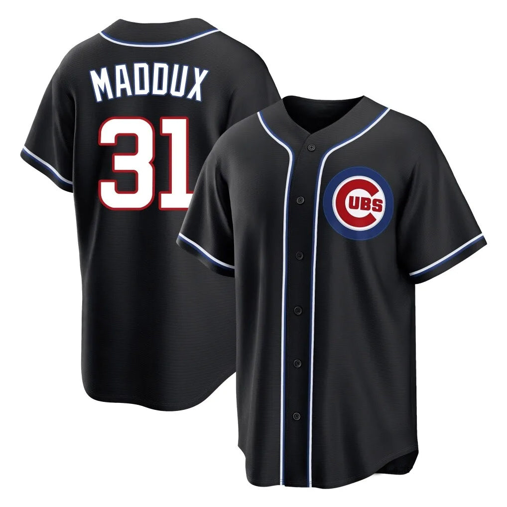 Chicago Cubs #31 Greg Maddux Player Black Fashion Out Game Stitched Baseball Jersey