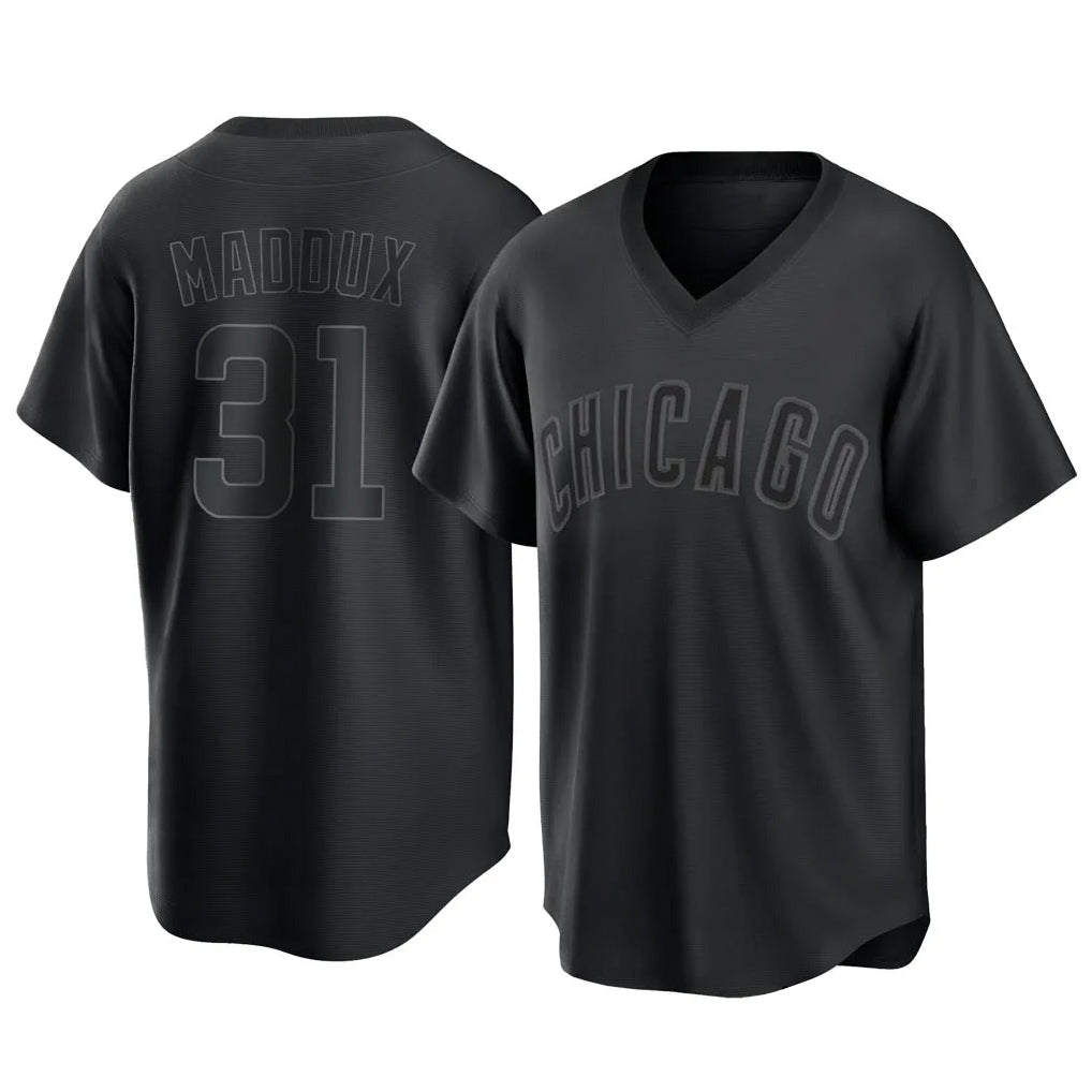 Chicago Cubs #31 Greg Maddux Player Black Home Game Stitched Baseball Jersey