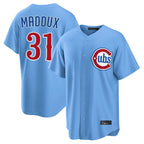 Chicago Cubs #31 Greg Maddux Player Light Blue Home Game Stitched Baseball Jersey