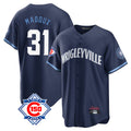Chicago Cubs #31 Greg Maddux Player Navy 150th Anniversary City Connect Home Game Stitched Baseball Jersey