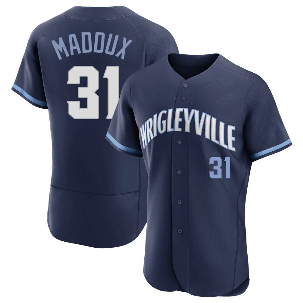 Chicago Cubs #31 Greg Maddux Player Navy City Connect Limited Elite Home Stitched Baseball Jersey