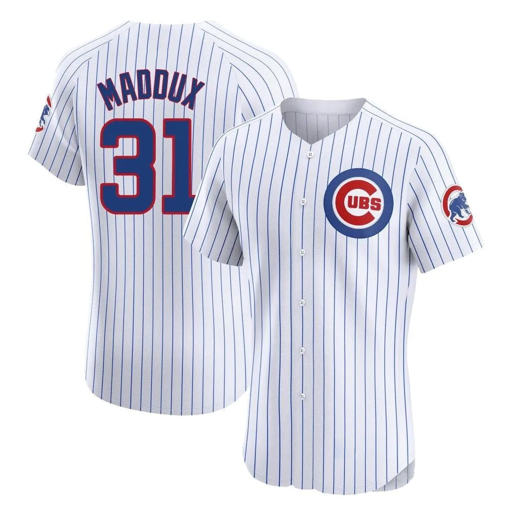 Chicago Cubs #31 Greg Maddux Player White Limited Elite Home Game Stitched Baseball Jersey