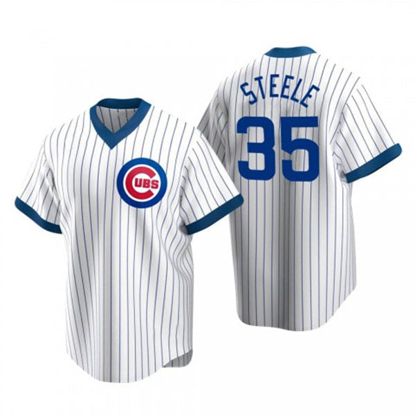 Chicago Cubs #35 Justin Steele White Pullover Cooperstown Baseball Jersey