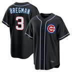 Chicago Cubs #3 Alex Bregman Player Black Fashion Out Game Stitched Baseball Jersey