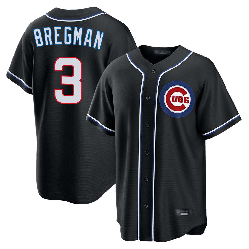 Chicago Cubs #3 Alex Bregman Player Black Fashion Out Game Stitched Baseball Jersey
