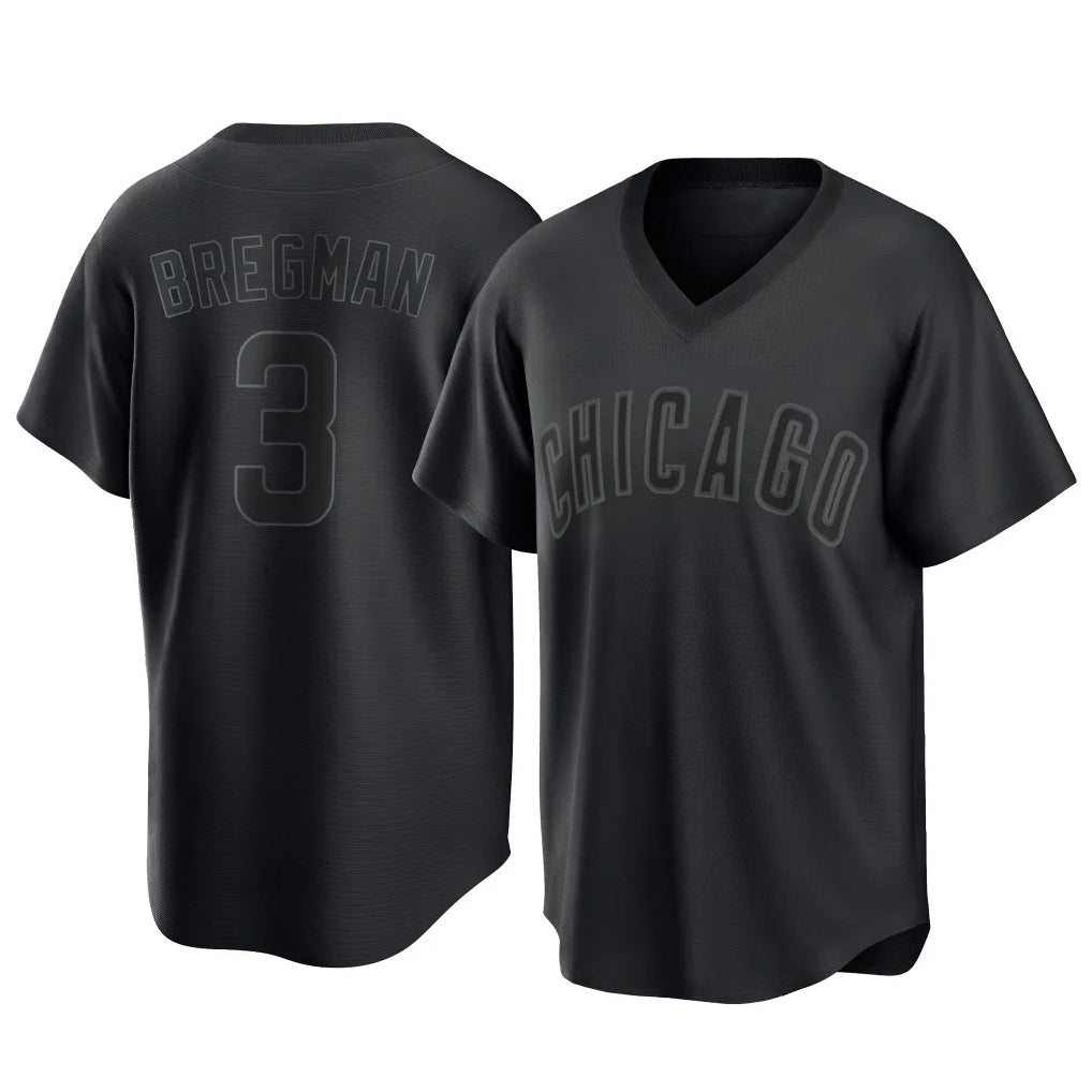 Chicago Cubs #3 Alex Bregman Player Black T-shirt Home Game Stitched Baseball Jersey