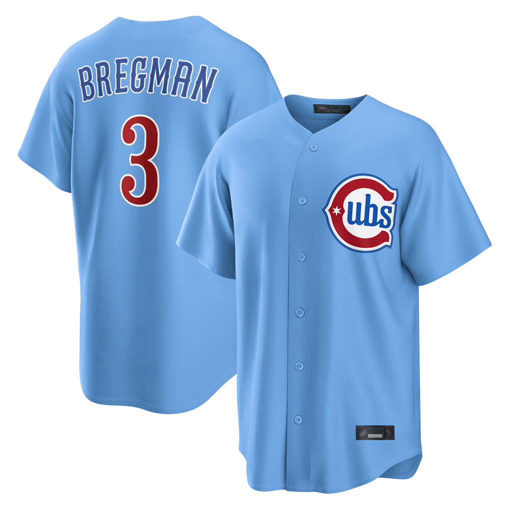 Chicago Cubs #3 Alex Bregman Player Light Blue Home Game Stitched Baseball Jersey