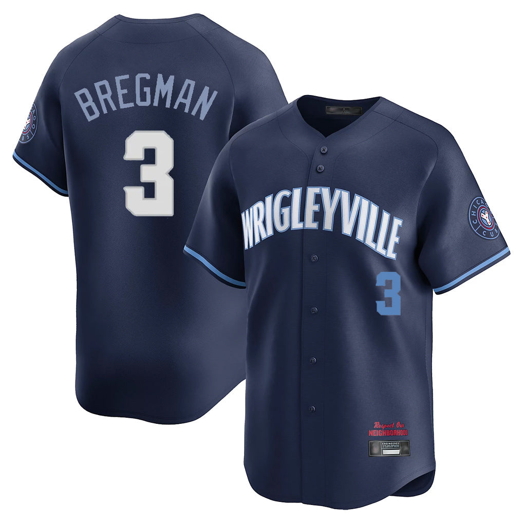 Chicago Cubs #3 Alex Bregman Player Navy City Connect Limited Home Stitched Baseball Jersey