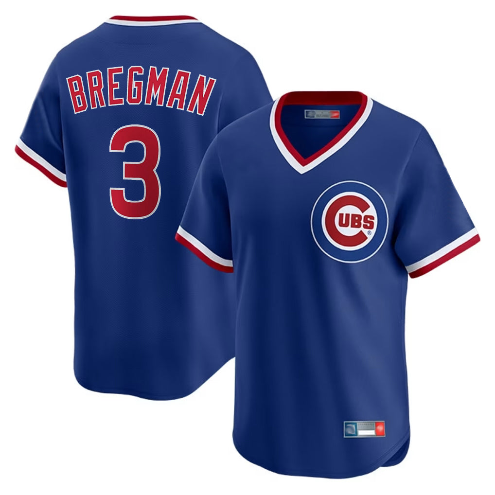 Chicago Cubs #3 Alex Bregman Player Royal T-shirt Cooperstown Collection Limited Stitched Baseball Jersey