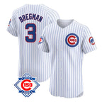 Chicago Cubs #3 Alex Bregman Player White 150th Anniversary Limited Elite Home Game Stitched Baseball Jersey