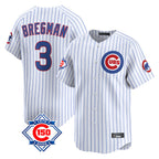 Chicago Cubs #3 Alex Bregman Player White 150th Anniversary Limited Home Game Stitched Baseball Jersey