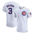 Chicago Cubs #3 Alex Bregman Player White Limited Elite Home Game Stitched Baseball Jersey