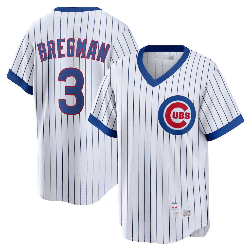 Chicago Cubs #3 Alex Bregman Player White T-shirt Cooperstown Collection Limited Stitched Baseball Jersey