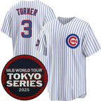 Chicago Cubs #3 Justin Turner White 2025 World Tour Tokyo Series Home Stitched Jersey