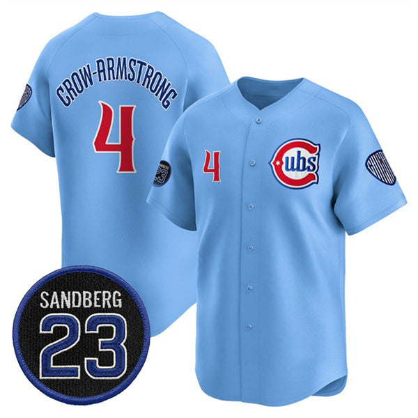 Chicago Cubs #4 Pete Crow-Armstrong Blue 'Ryne Sandberg Tribute' Vapor Limited V2 Stitched Jersey