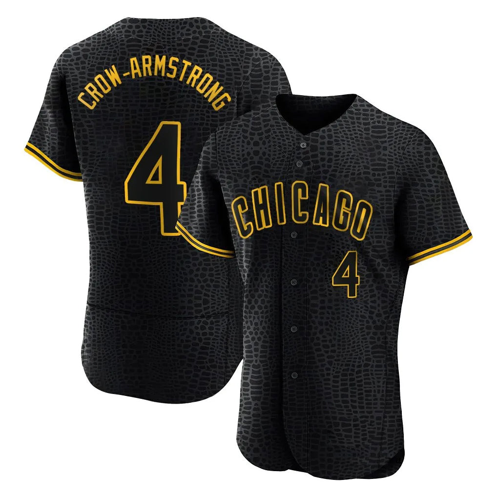 Chicago Cubs #4 Pete Crow-Armstrong Player Black Snake Skin City Limited Elite Home Game Stitched Baseball Jersey