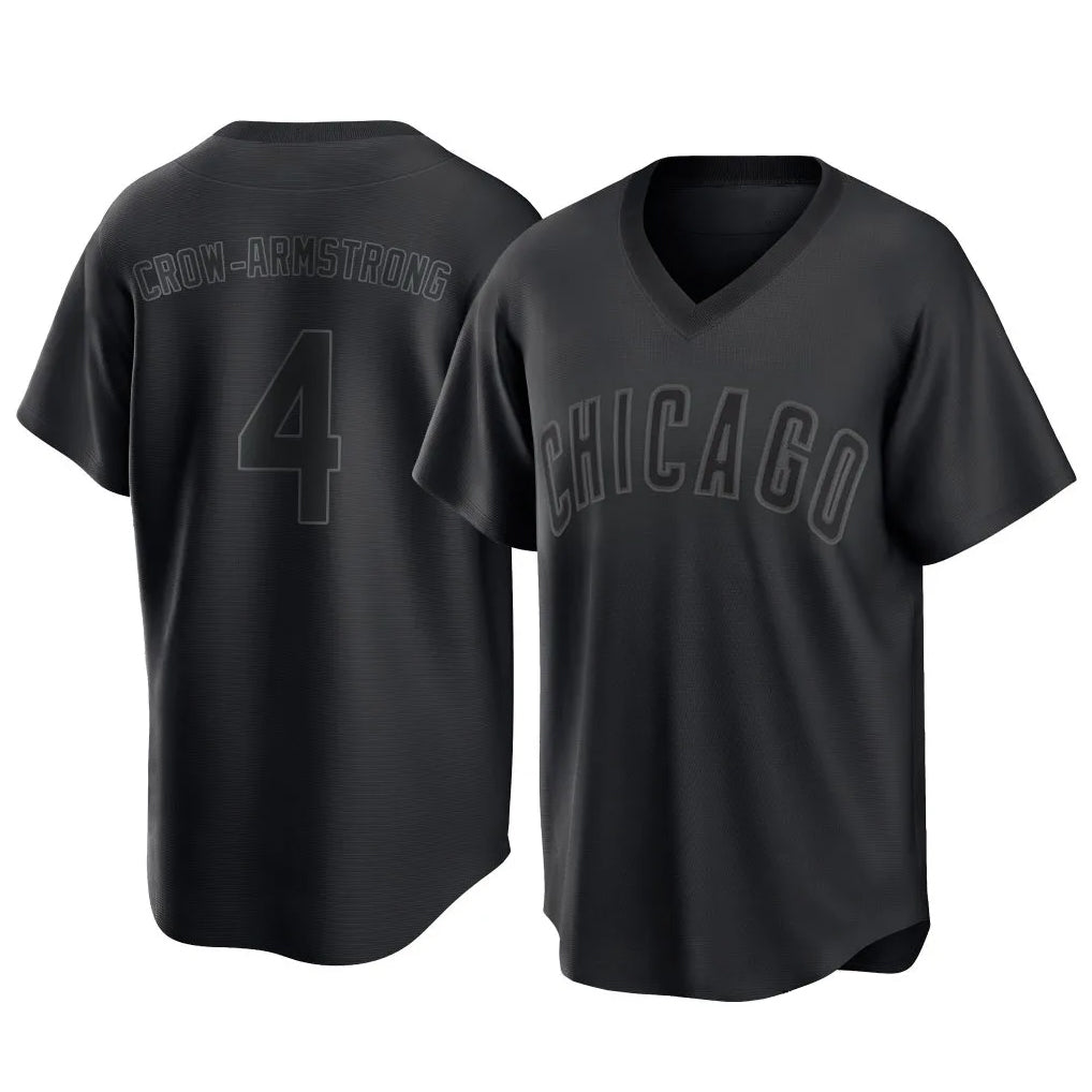 Chicago Cubs #4 Pete Crow-Armstrong Player Black T-shirt Home Game Stitched Baseball Jersey