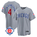Chicago Cubs #4 Pete Crow-Armstrong Player Gray 150th Anniversary Home Game Stitched Baseball Jersey