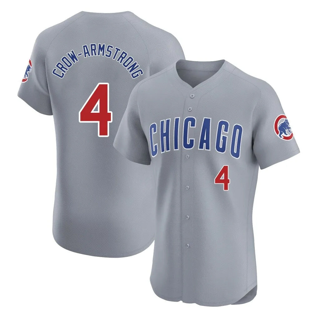 Chicago Cubs #4 Pete Crow-Armstrong Player Gray Road Limited Elite Home Stitched Baseball Jersey