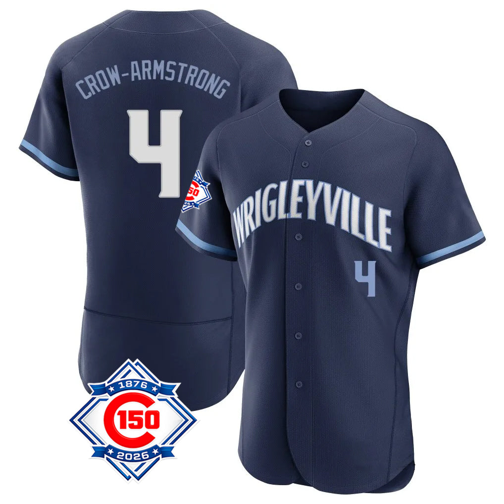 Chicago Cubs #4 Pete Crow-Armstrong Player Navy City Connect 150th Anniversary Limited Elite Home Stitched Baseball Jersey