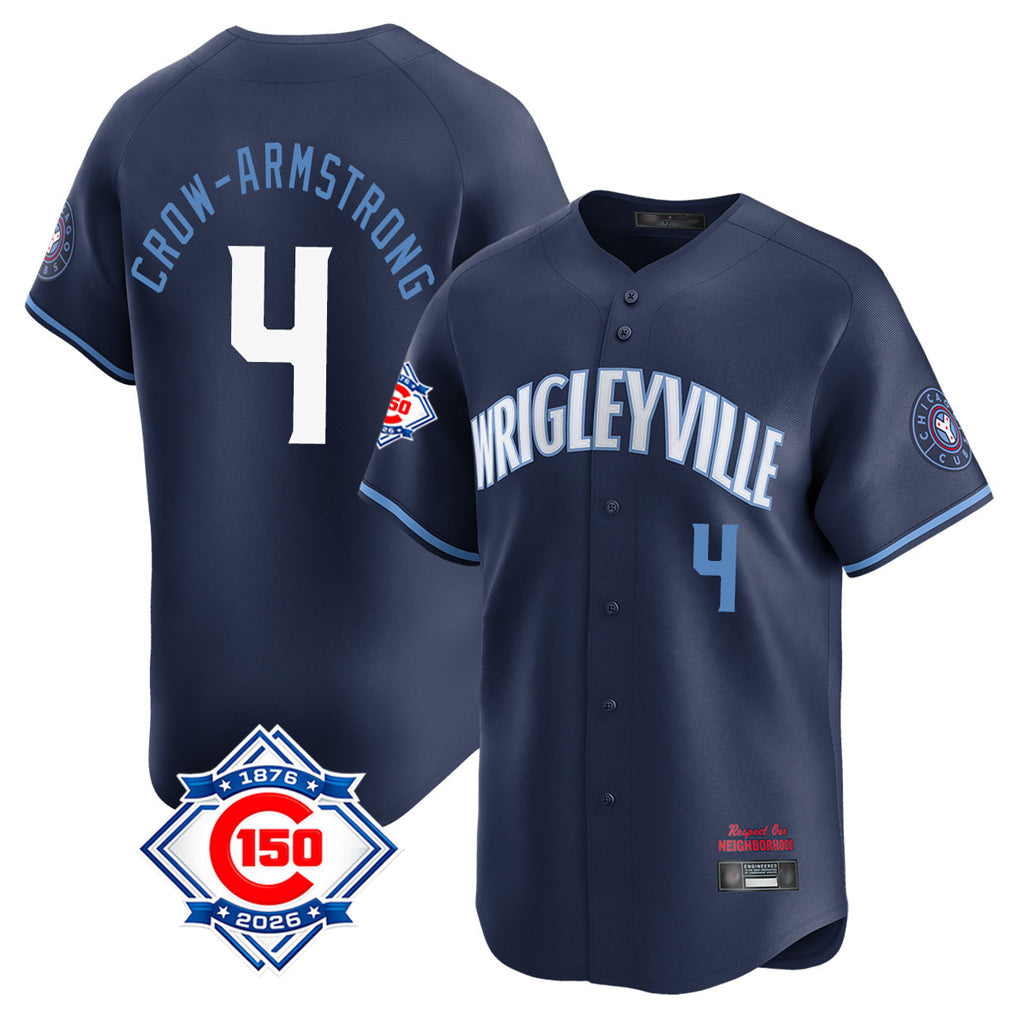 Chicago Cubs #4 Pete Crow-Armstrong Player Navy City Connect 150th Anniversary Limited Home Stitched Baseball Jersey
