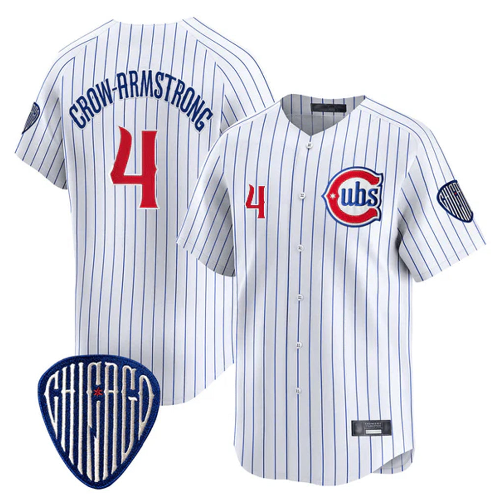 Chicago Cubs #4 Pete Crow-Armstrong Player White Pinstripe Vapor Premier Limited Home Stitched Baseball Jersey