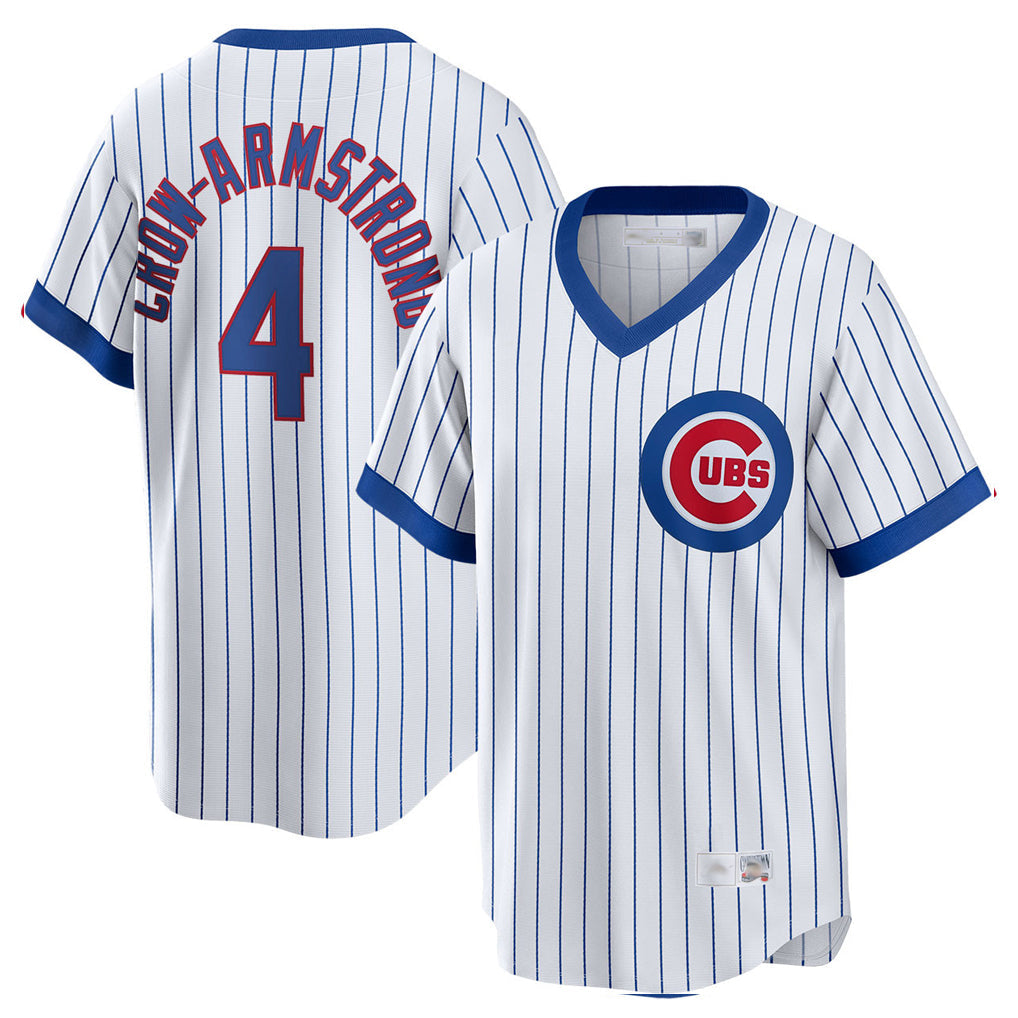 Chicago Cubs #4 Pete Crow-Armstrong Player White T-shirt Cooperstown Collection Limited Stitched Baseball Jersey
