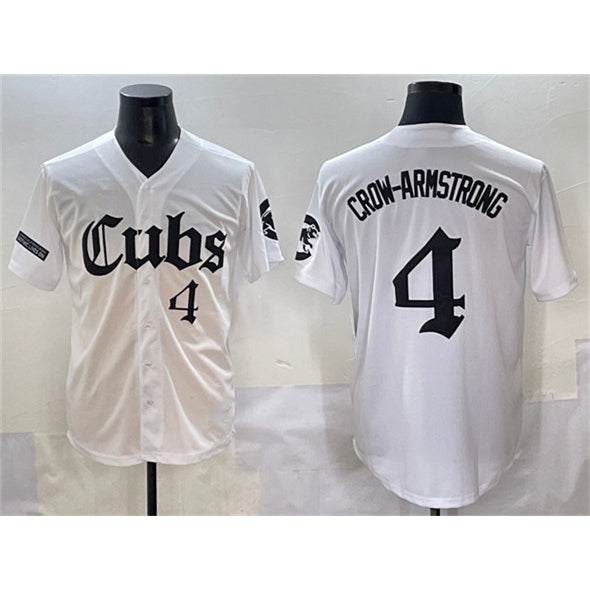 Chicago Cubs #4 Pete Crow-Armstrong White 'Gothic North Side Edition' Vapor Premier Limited Stitched Baseball Jersey