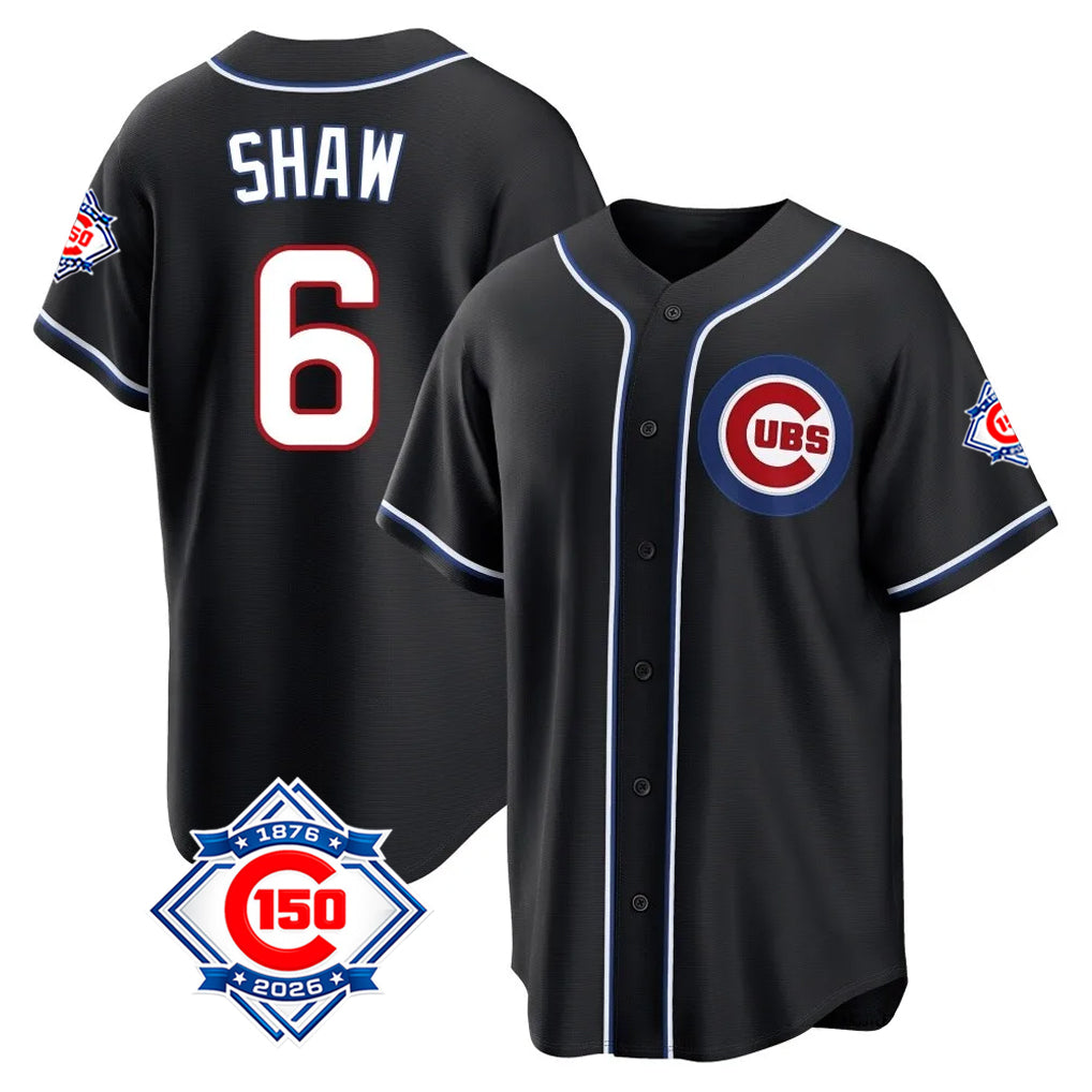 Chicago Cubs #6 Matt Shaw Player Black Fashion Out 150th Anniversary Game Stitched Baseball Jersey