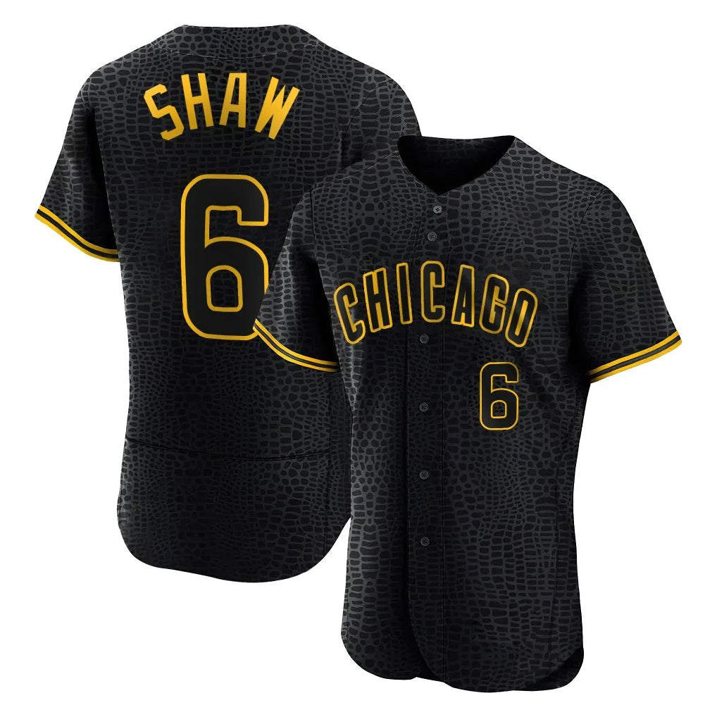 Chicago Cubs #6 Matt Shaw Player Black Snake Skin City Limited Elite Home Game Stitched Baseball Jersey