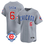 Chicago Cubs #6 Matt Shaw Player Gray Road 150th Anniversary Limited Home Stitched Baseball Jersey