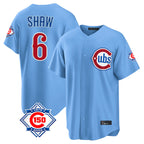 Chicago Cubs #6 Matt Shaw Player Light Blue 150th Anniversary Home Game Stitched Baseball Jersey