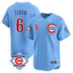 Chicago Cubs #6 Matt Shaw Player Light Blue 150th Anniversary Limited Home Stitched Baseball Jersey