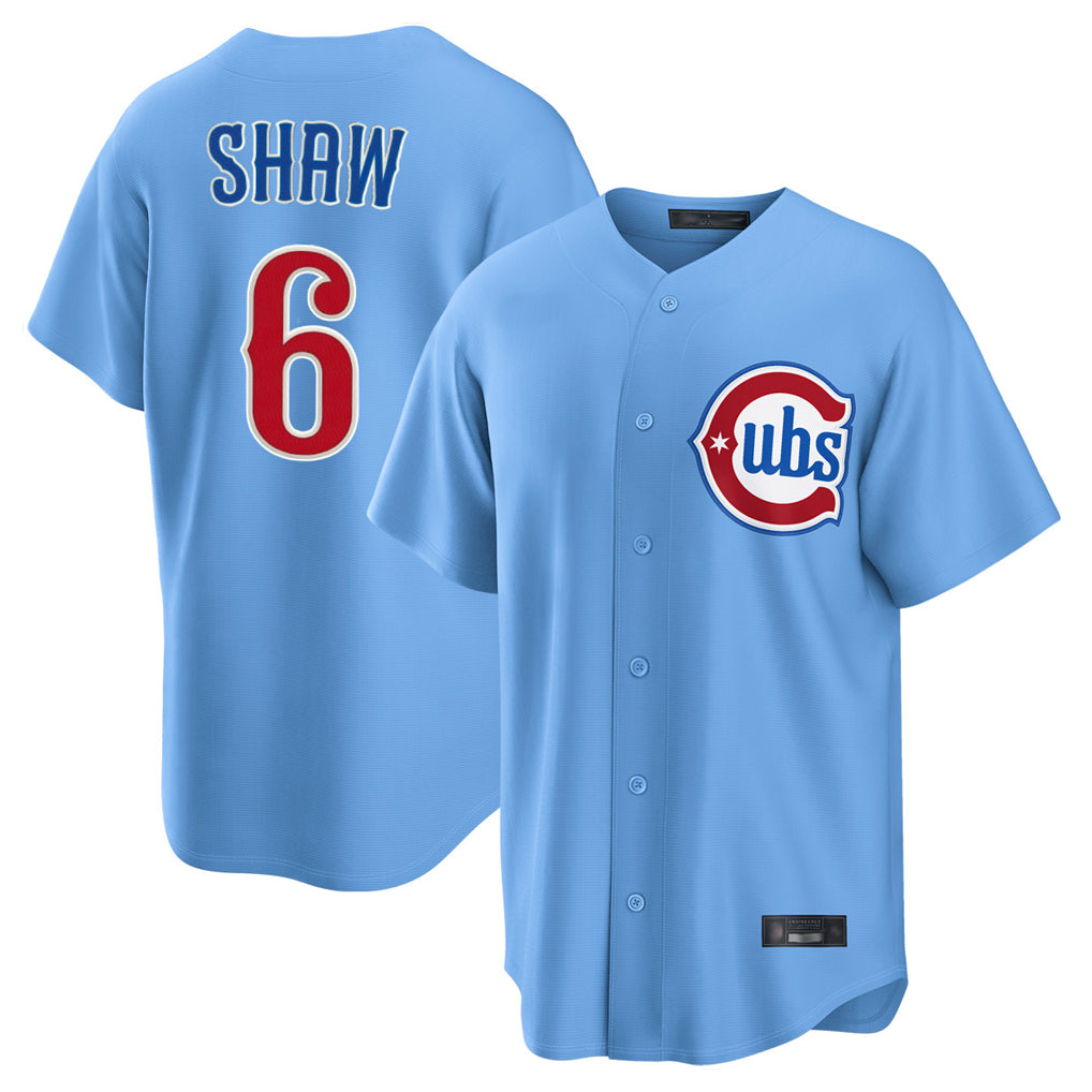 Chicago Cubs #6 Matt Shaw Player Light Blue Home Game Stitched Baseball Jersey