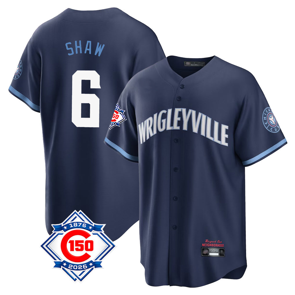 Chicago Cubs #6 Matt Shaw Player Navy 150th Anniversary City Connect Home Game Stitched Baseball Jersey