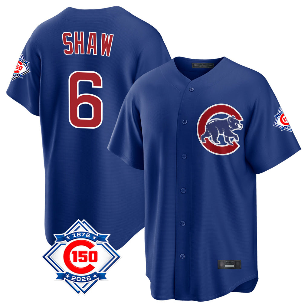 Chicago Cubs #6 Matt Shaw Player Royal 150th Anniversary Home Game Stitched Baseball Jersey