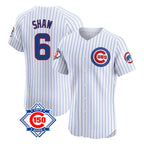 Chicago Cubs #6 Matt Shaw Player White 150th Anniversary Limited Elite Home Game Stitched Baseball Jersey