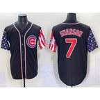 Chicago Cubs #7 Dansby Swanson Black 2025 Independence Day Vapor Premier Limited Stitched Baseball Jersey
