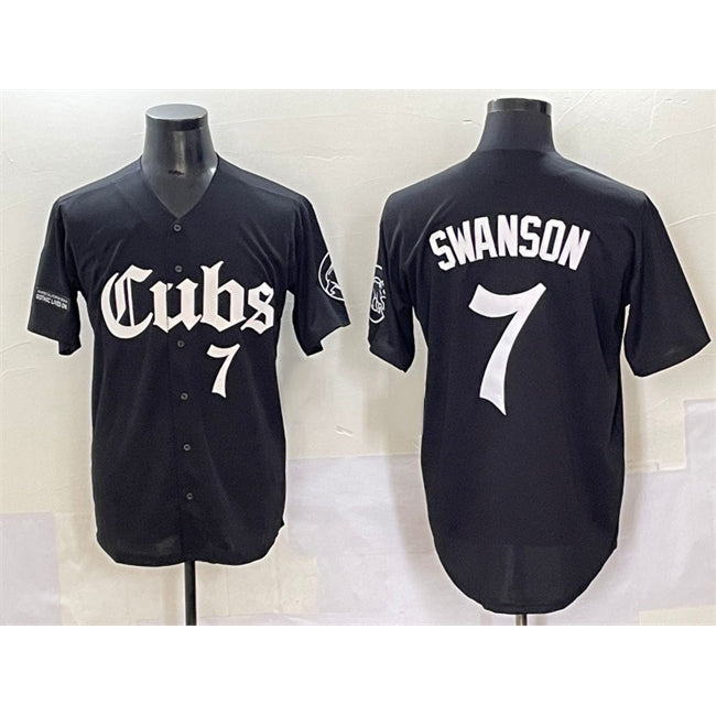Chicago Cubs #7 Dansby Swanson Black 'Gothic North Side Edition' Vapor Premier Limited Stitched Baseball Jersey