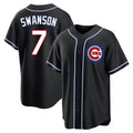 Chicago Cubs #7 Dansby Swanson Player Black Fashion Out Game Stitched Baseball Jersey