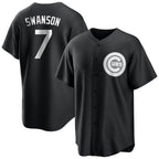 Chicago Cubs #7 Dansby Swanson Player Black Game Stitched Baseball Jersey