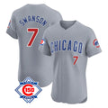 Chicago Cubs #7 Dansby Swanson Player Gray Road 150th Anniversary Limited Elite Home Stitched Baseball Jersey