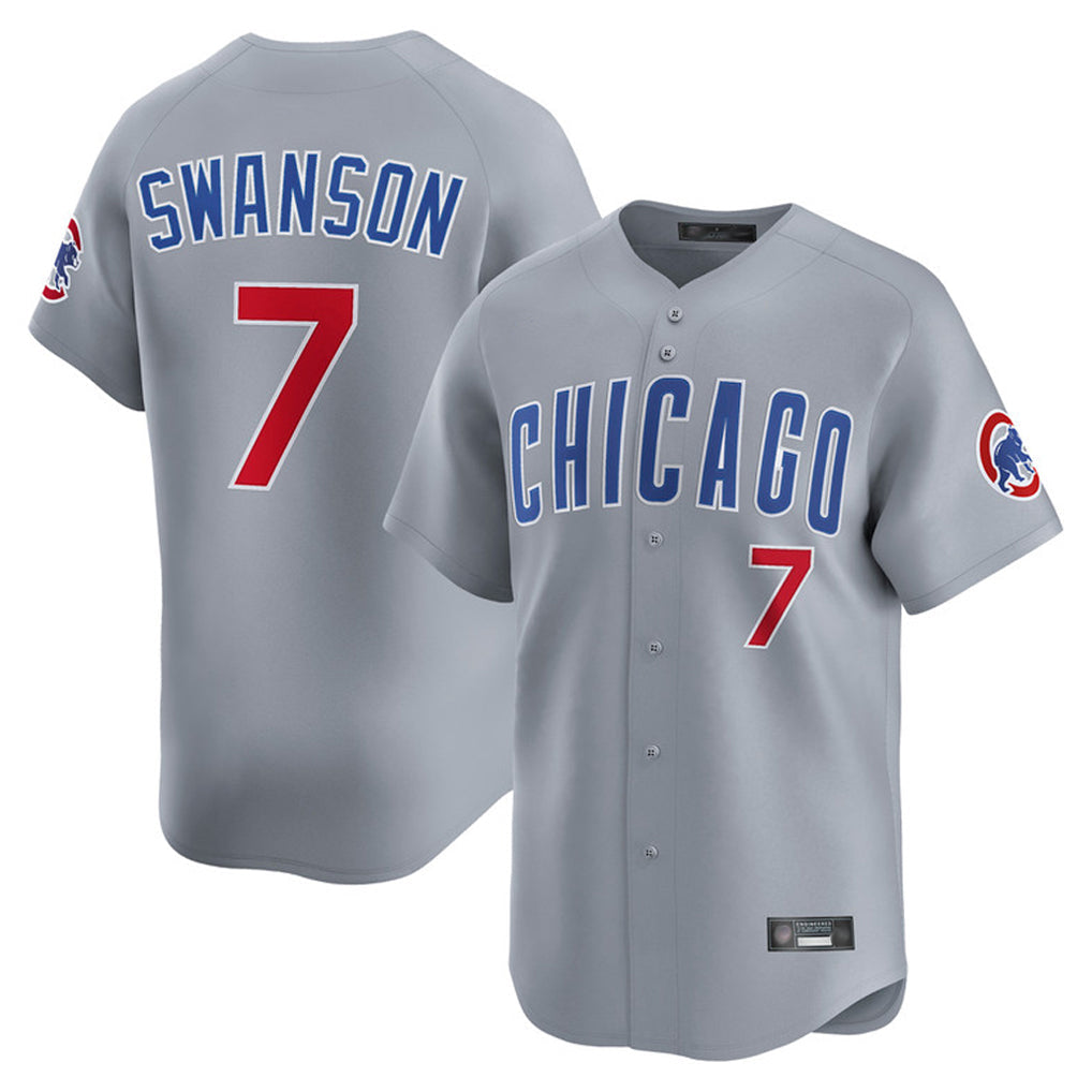 Chicago Cubs #7 Dansby Swanson Player Gray Road Limited Home Stitched Baseball Jersey