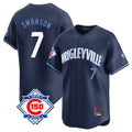 Chicago Cubs #7 Dansby Swanson Player Navy City Connect 150th Anniversary Limited Home Stitched Baseball Jersey