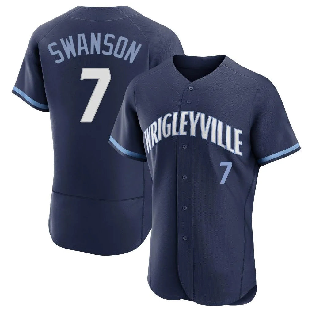 Chicago Cubs #7 Dansby Swanson Player Navy City Connect Limited Elite Home Stitched Baseball Jersey