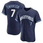 Chicago Cubs #7 Dansby Swanson Player Navy City Connect Limited Elite Home Stitched Baseball Jersey