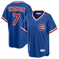 Chicago Cubs #7 Dansby Swanson Player Royal T-shirt Cooperstown Collection Limited Stitched Baseball Jersey