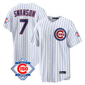 Chicago Cubs #7 Dansby Swanson Player White 150th Anniversary Game Home Stitched Baseball Jersey