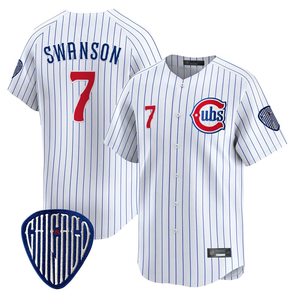 Chicago Cubs #7 Dansby Swanson Player White Pinstripe Vapor Premier Limited Home Stitched Baseball Jersey