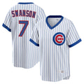 Chicago Cubs #7 Dansby Swanson Player White T-shirt Cooperstown Collection Limited Stitched Baseball Jersey